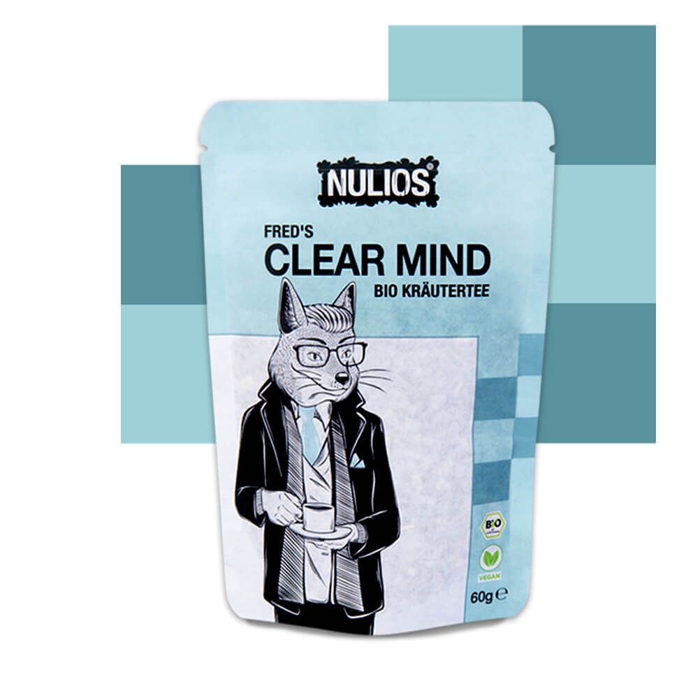 Fred's Clear Mind Verpackung vor Vierecksgrafik