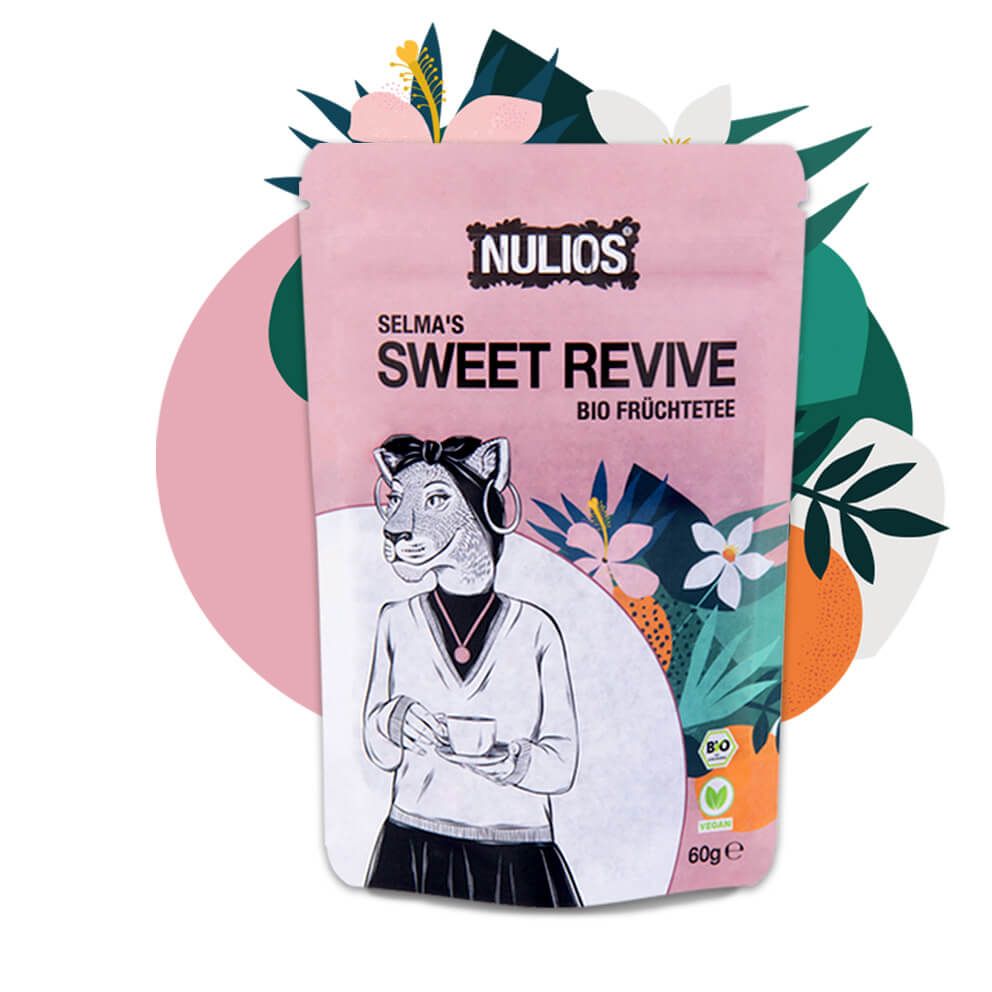 Selma's Sweet Revive Vepackung vor Kreisgrafik