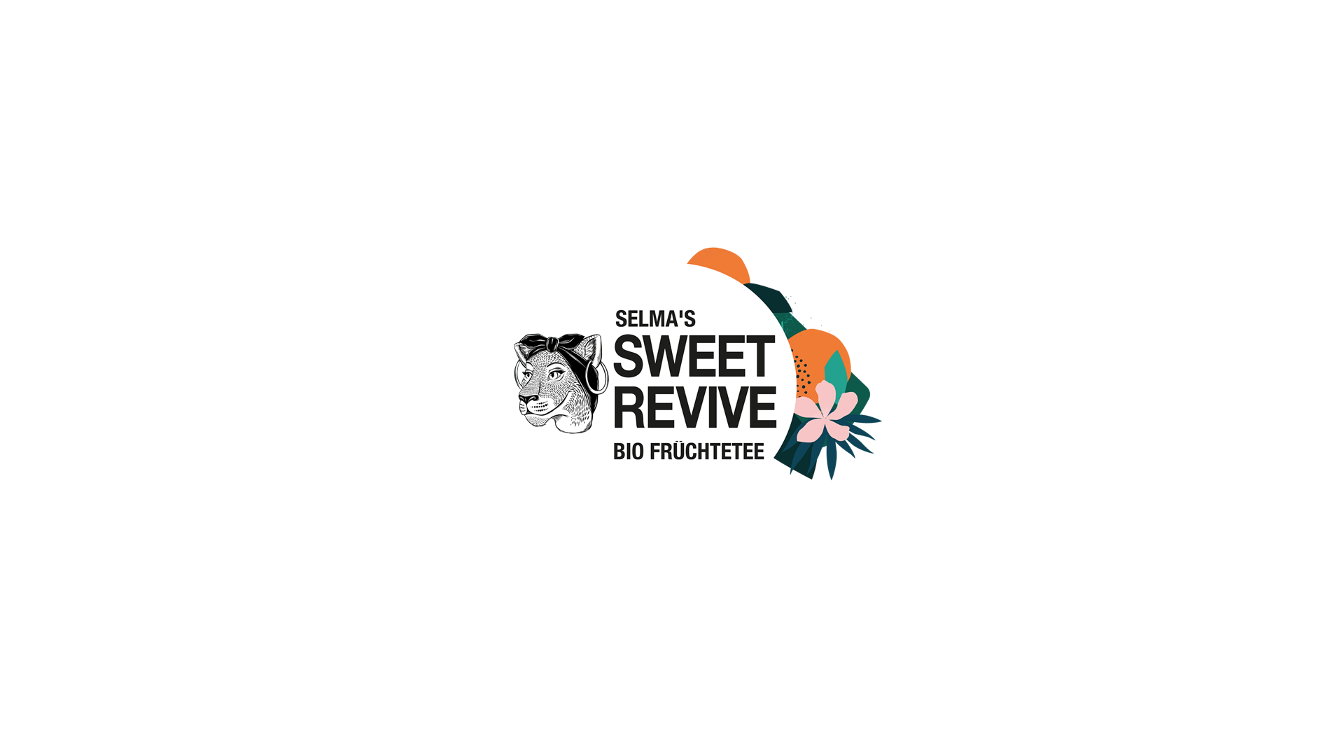 Selma's Sweet Revive Bio Früchtetee Logo vor weißem Kreis Grafik